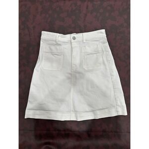 Everlane White Denim Mini Skirt with Front Patch Pockets Size 2